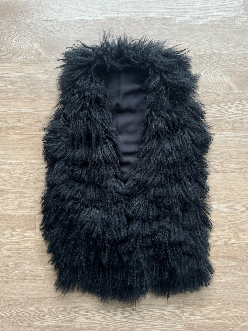 Black Real Tibetan Lamb Fur Vest - Stylish Layering Vest for Women